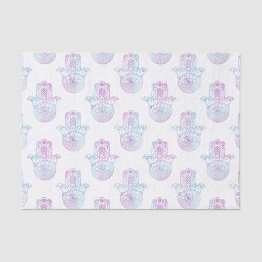 Hamsa Handmuster lila und blau Seidenpapier (Vorderseite)