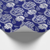 Hamsa Handmuster - Perle und Silber auf lapis laz Geschenkpapier (Ecke)