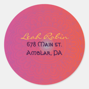 HAMSA HANDroter orange Rücksendeadresse-Aufkleber Runder Aufkleber