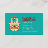 Hamsa Handschmuck - Orange Jade und Creme Visitenkarte (Vorderseite)