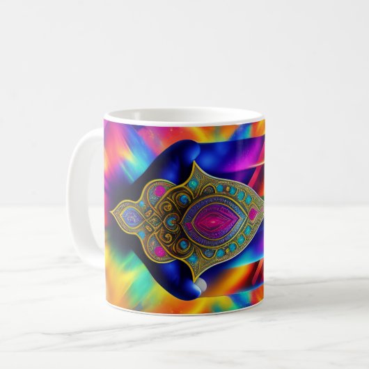 Hamsa Handschutz-Tasse Kaffeetasse (Vorderseite Links)