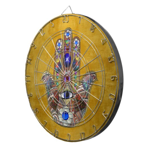 Hamsa Hört Blume Opal Art on Gold Dartscheibe (Vorderseite rechts)