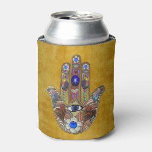 Hamsa Hört Blume Opal Art on Gold Dosenkühler