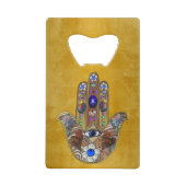 Hamsa Hört Blume Opal Art on Gold Geldbeutel Flaschenöffner (Vorderseite)