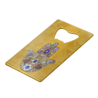 Hamsa Hört Blume Opal Art on Gold Geldbeutel Flaschenöffner