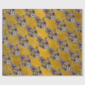 Hamsa Hört Blume Opal Art on Gold Geschenkpapier (Flach)