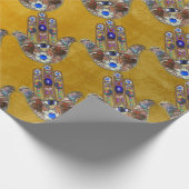 Hamsa Hört Blume Opal Art on Gold Geschenkpapier (Ecke)