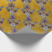 Hamsa Hört Blume Opal Art on Gold Geschenkpapier (Ecke)