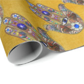 Hamsa Hört Blume Opal Art on Gold Geschenkpapier (Rolleneckpunkt)