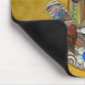 Hamsa Hört Blume Opal Art on Gold Mousepad (Ecke)