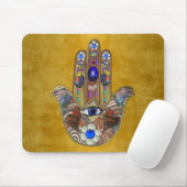 Hamsa Hört Blume Opal Art on Gold Mousepad (Mit Mouse)