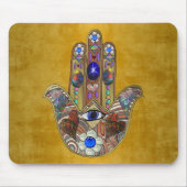 Hamsa Hört Blume Opal Art on Gold Mousepad (Vorne)