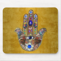 Hamsa Hört Blume Opal Art on Gold