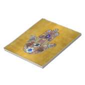 Hamsa Hört Blume Opal Art on Gold Notizblock (Rotiert)
