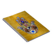 Hamsa Hört Blume Opal Art on Gold Notizblock (Rechte Seite)