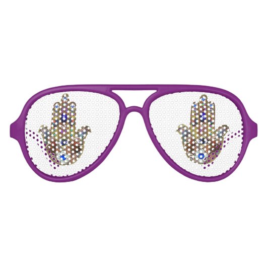 Hamsa Hört Blume Opal Art on Gold Partybrille (Vorderseite)