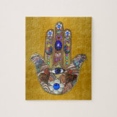 Hamsa Hört Blume Opal Art on Gold Puzzle (Vertikal)