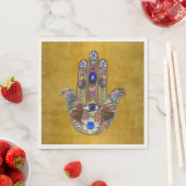 Hamsa Hört Blume Opal Art on Gold Serviette (Beispiel)