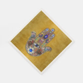 Hamsa Hört Blume Opal Art on Gold Serviette (Ecke)