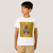 Hamsa Hört Blume Opal Art on Gold T-Shirt (Vorne ganz)