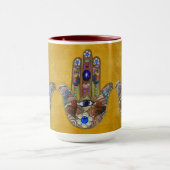 Hamsa Hört Blume Opal Art on Gold Tasse (Zentrum)