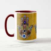 Hamsa Hört Blume Opal Art on Gold Tasse (Links)