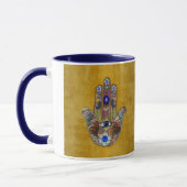 Hamsa Hört Blume Opal Art on Gold Tasse (Links)