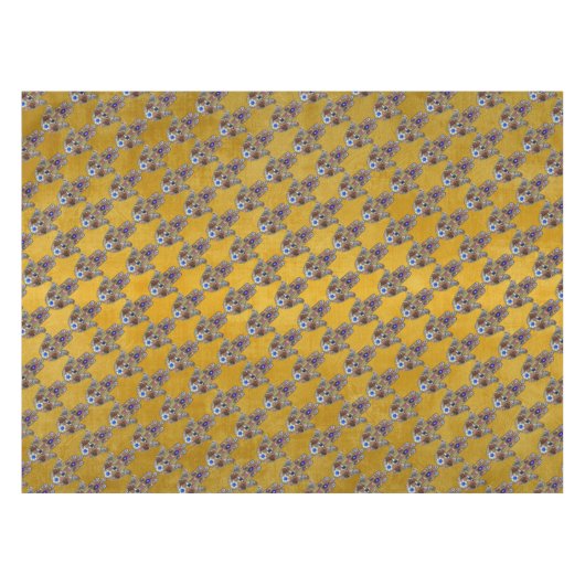 Hamsa Hört Blume Opal Art on Gold Tischdecke (Vorderseite (Horizontal))