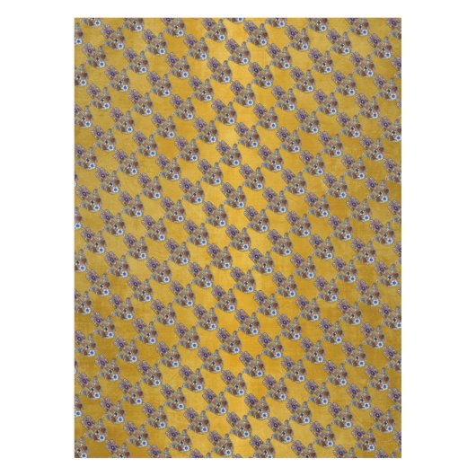 Hamsa Hört Blume Opal Art on Gold Tischdecke (Vorderseite)