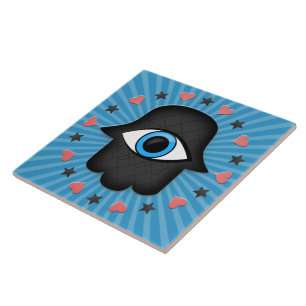 Hamsa Khamsa Auge in der Hand der Göttin Fliese