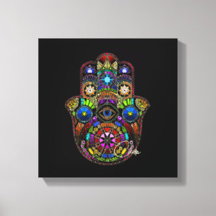 Hamsa Leinwand Black