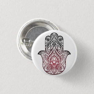 Hamsa mit bohischem Muster Button