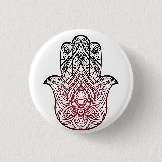 Hamsa mit bohischem Muster Button (Vorderseite)