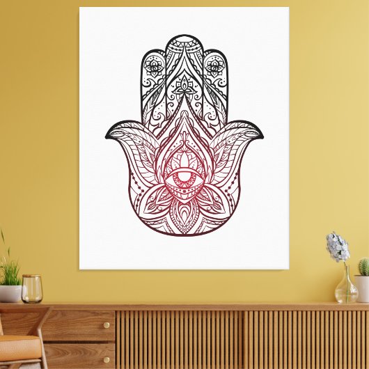 Hamsa mit bohischem Muster Leinwanddruck (Insitu (Wohnzimmer))