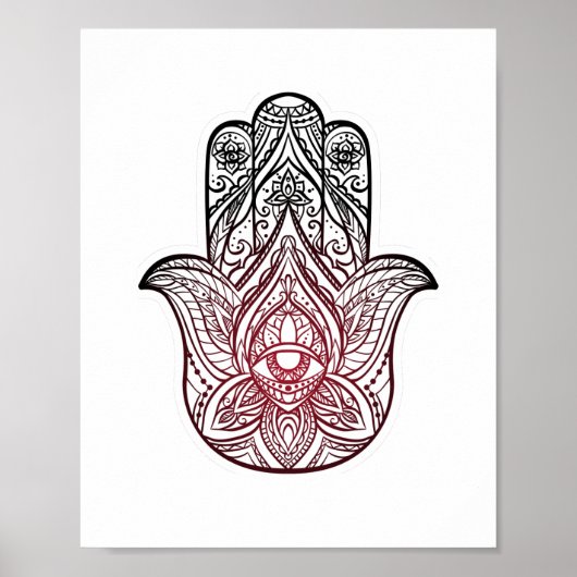 Hamsa mit bohischem Muster Poster (Vorne)