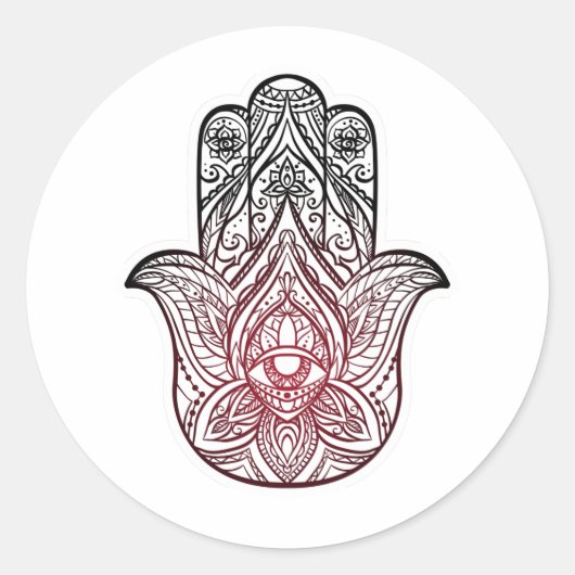 Hamsa mit bohischem Muster Runder Aufkleber (Vorderseite)