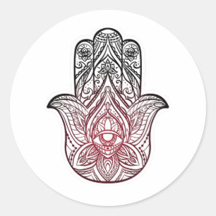 Hamsa mit bohischem Muster Runder Aufkleber