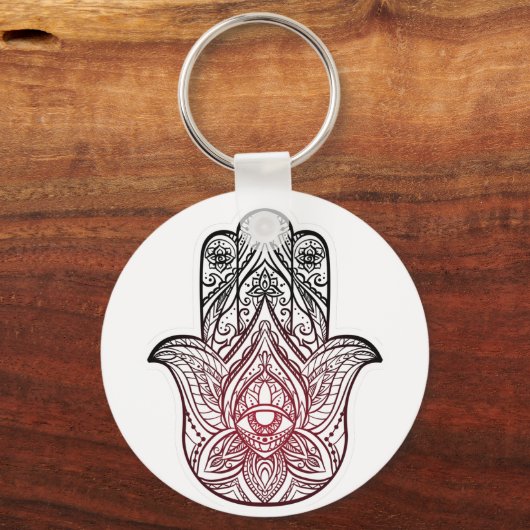 Hamsa mit bohischem Muster Schlüsselanhänger (Vorderseite)