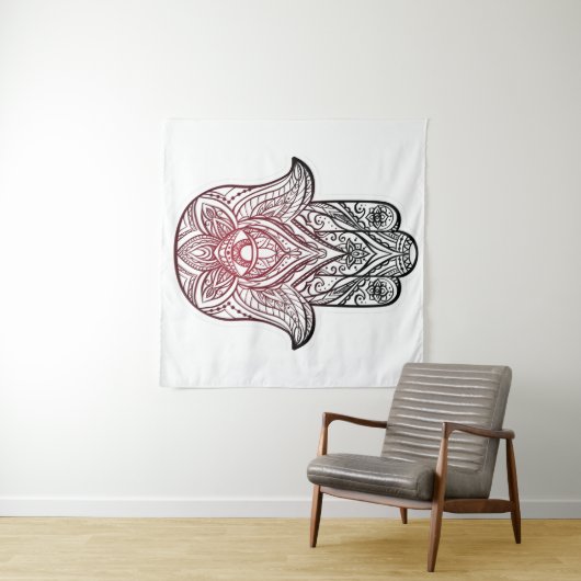 Hamsa mit bohischem Muster Wandteppich (Beispiel (Horizontal))