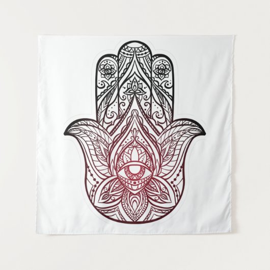 Hamsa mit bohischem Muster Wandteppich (Vorderseite)