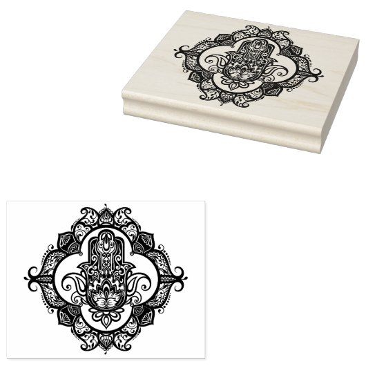 Hamsa mit Ethnic Ornaments Doodle Gummistempel (Stempel)