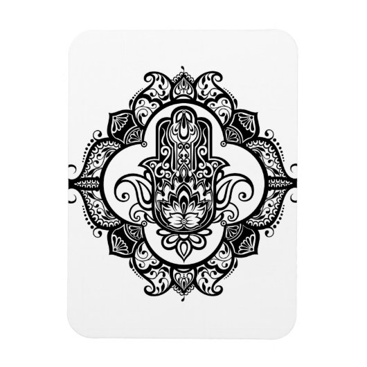 Hamsa mit Ethnic Ornaments Doodle Magnet (Vertikal)