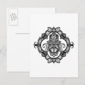 Hamsa mit Ethnic Ornaments Doodle Postkarte (Vorne/Hinten)
