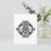 Hamsa mit Ethnic Ornaments Doodle Postkarte (Stehend Vorderseite)