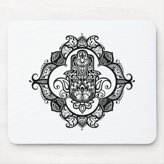 Hamsa mit ethnischem Verzierungs-Gekritzel Mousepad (Vorne)