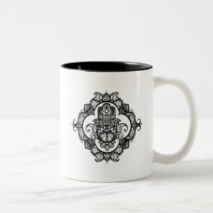 Hamsa mit ethnischem Verzierungs-Gekritzel Zweifarbige Tasse