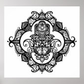 Hamsa mit ethnischen Ornamenten Doodle 2 Poster (Vorne)