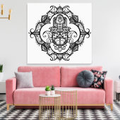 Hamsa mit ethnischen Ornamenten Doodle 6 Leinwanddruck (Insitu (Wohnzimmer))