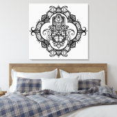 Hamsa mit ethnischen Ornamenten Doodle 6 Leinwanddruck (Insitu (Schlafzimmer))