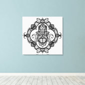 Hamsa mit ethnischen Ornamenten Doodle 6 Leinwanddruck (Insitu (Holzboden))